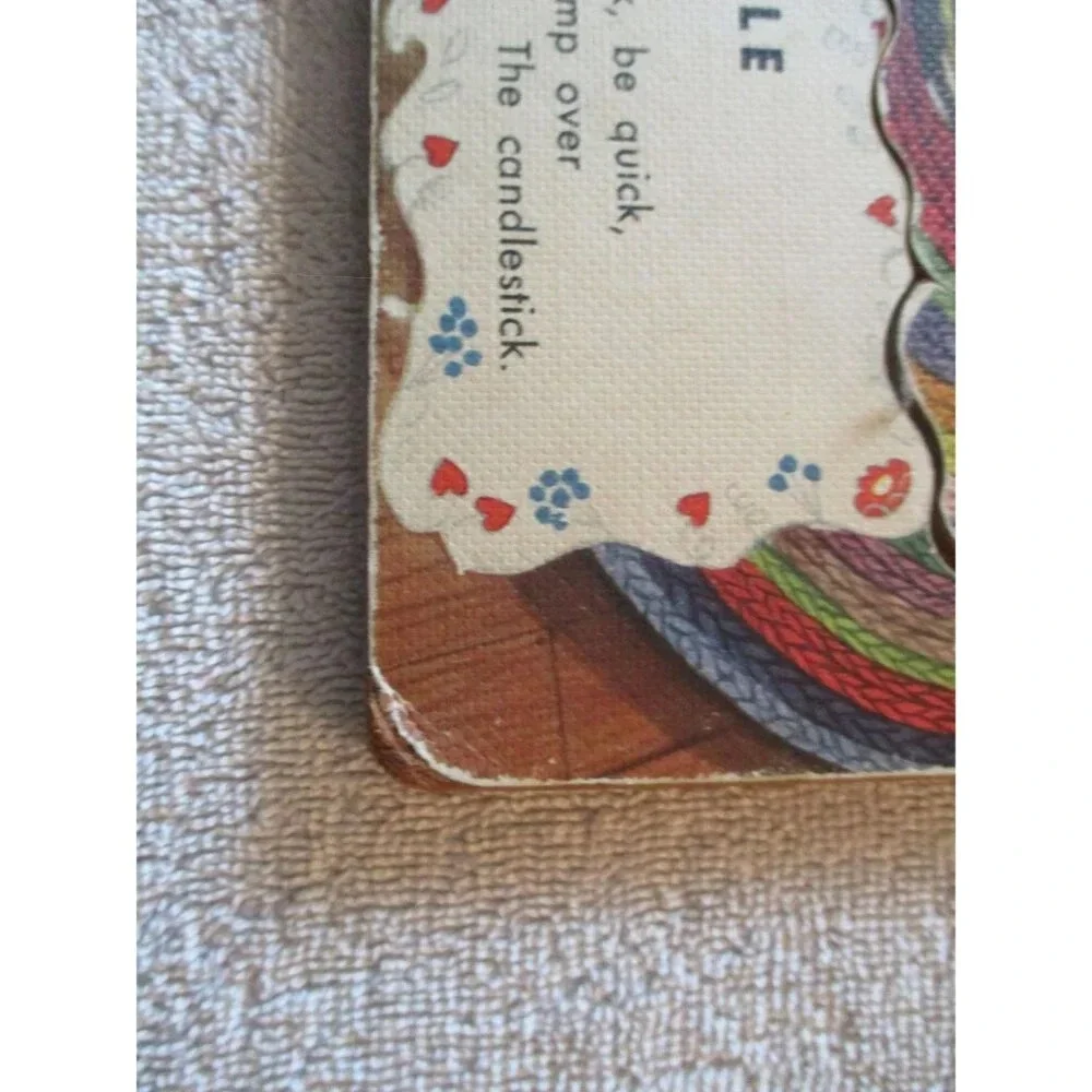 Vintage Jack be Nimble‎ wooden puzzle, 1940. Mother Goose, Nursery Rhymes